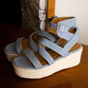 Blue Denim Platform Sandals